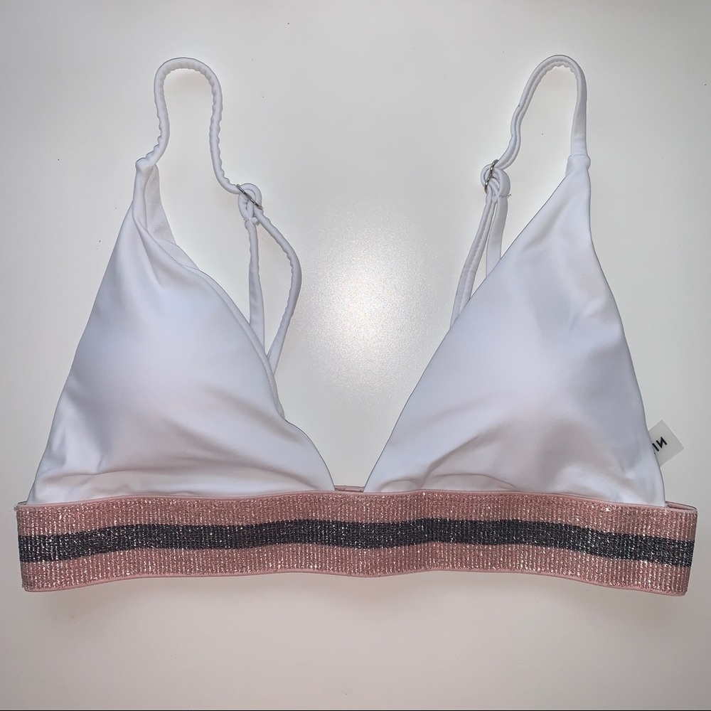 Shein Glitter Trim Triangle Bikini Top NWOT - S